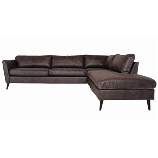 Jakob sofa | Mørk brun/sort open end sofa 